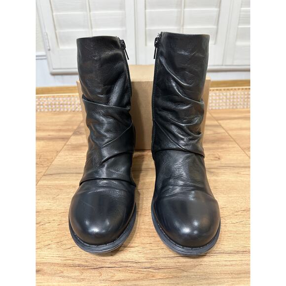 Miz Mooz Gem Dressy Boots Black Ruched Leather Size 6.5/7 US 37 EU NWOB Stylish - Picture 4 of 14